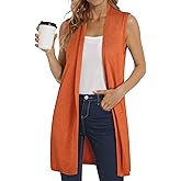 ZXZY Long Vest for Women Sleeveless Knit Cardigan Open Front Draped Sweater Duster Casual Lightweight Outwear Vests
