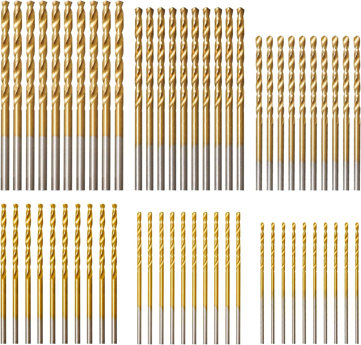 amoolo Titanium Drill Bit Set (60 pcs), Premium 4341 HSS Micro Drill Bits for Wood, Metal, Steel, Plastic, Aluminum Alloy, 3/64"-1/8" - - 