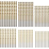 amoolo Titanium Drill Bit Set (60 pcs), Premium 4341 HSS Micro Drill Bits for Wood, Metal, Steel, Plastic, Aluminum Alloy, 3/