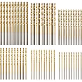 amoolo Titanium Drill Bit Set (60 pcs), Premium 4341 HSS Micro Drill Bits for Wood, Metal, Steel, Plastic, Aluminum Alloy, 3/64"-1/8"