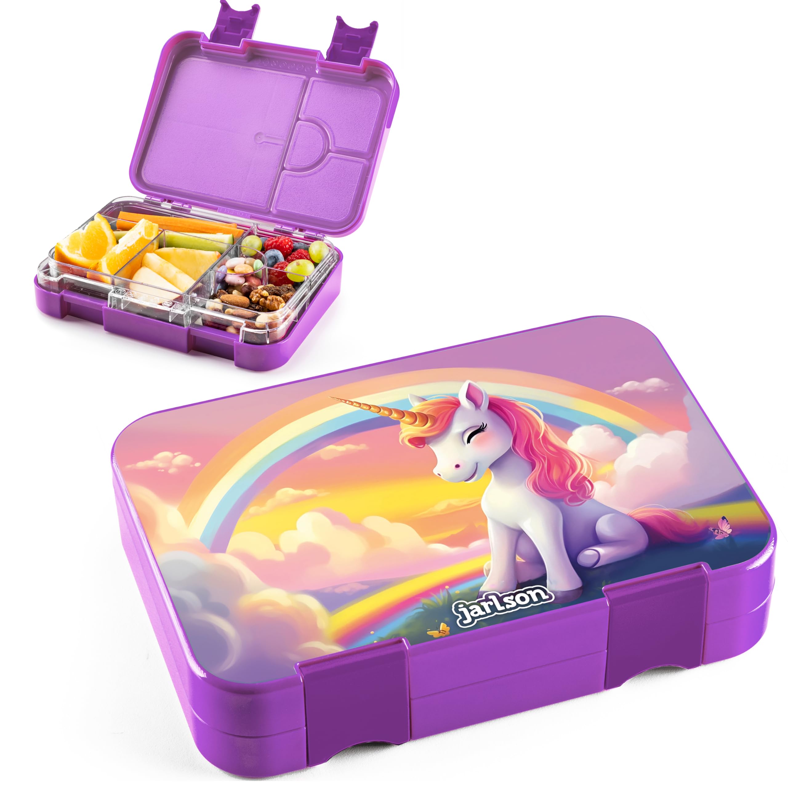 Jarlson® Children's Lunch Box with Compartments - Toni Lunch Box - Bento Box Leak-Proof - Lunch Box for Nursery and School - Girls and Boys | Lunch Box | Snack Box (Unicorn 2.) 0