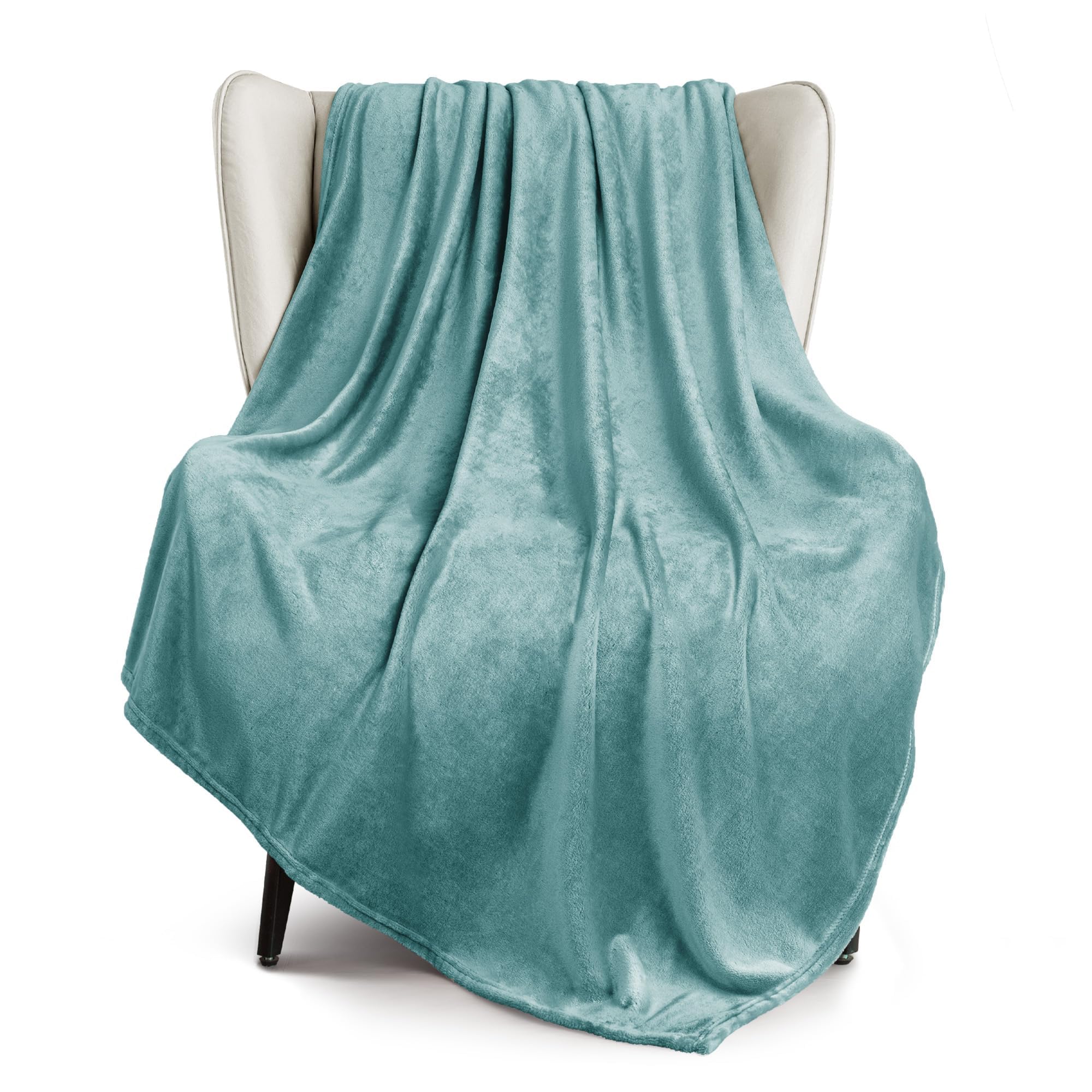 Exclusivo Mezcla Extra Large Fleece Throw Blanket for Couch, Sofa, 300GSM Super Soft and Warm Blankets, Celadon Throw All Season Use, Cozy, Plush, Lightweight, 127x178 CM