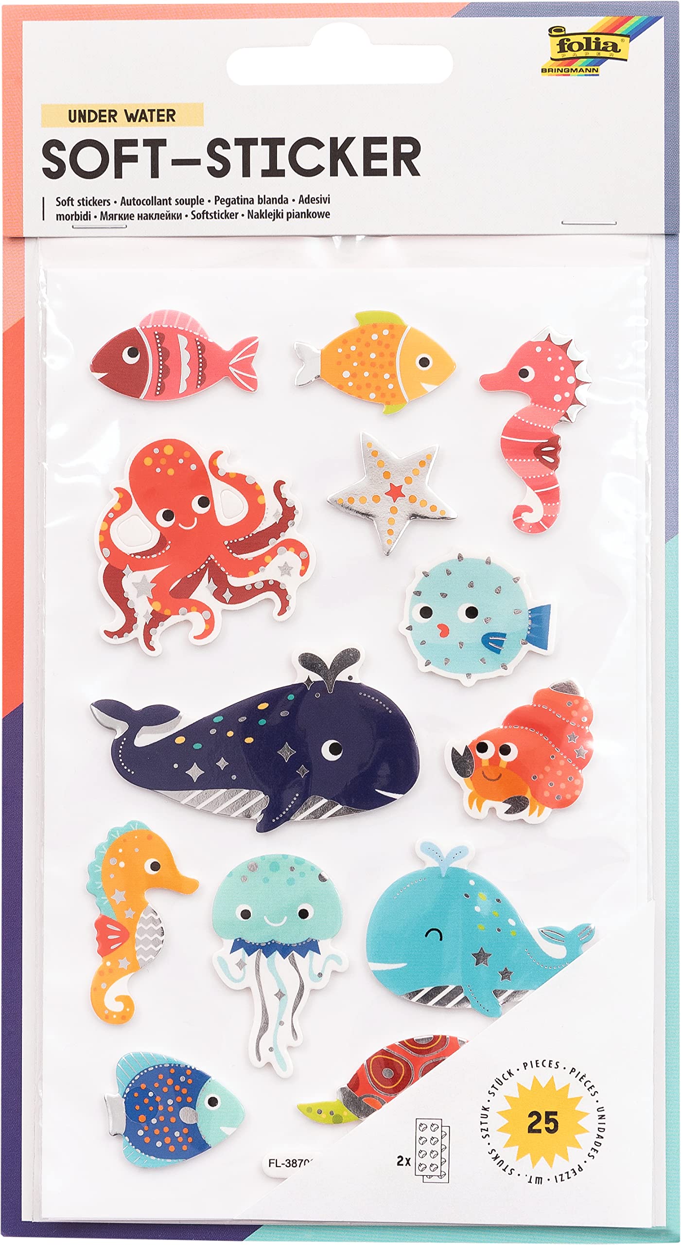 Soft Sticker Under Water High Quality Foam Stickers with Hot Foil Finish, 25 Assorted Stickers, Ideal for Decorating Greeting Cards, Crafts and Scrapbooking