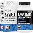 RENEW ACTIVES L-Lysine 3000mg per Serving 3 Tablets with Zinc & Vitamin C – Supports Immune Function, Collagen Formation, Ant
