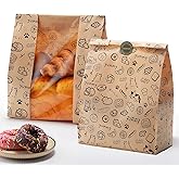 betkou 24PCS Paper Bread Bags for Homemade Bread and Sourdough, Clear Window Bakery Bags for Storage and Gifting, 50% Thicker