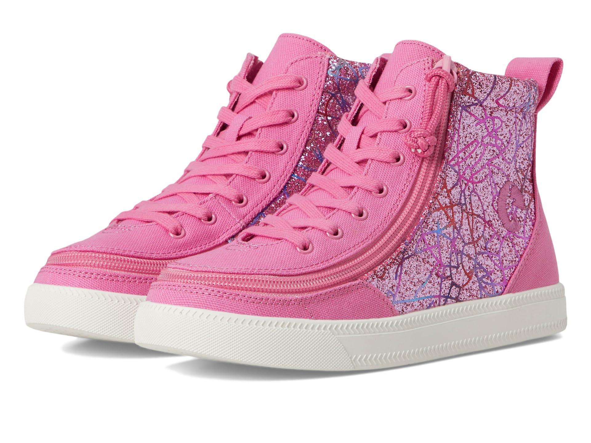 BILLY Footwear Kids Classic Lace High (Toddler/Little Kid/Big Kid) - Shoes for Kids - Canvas Upper - High-top Pink Print 7 Big Kid M Image