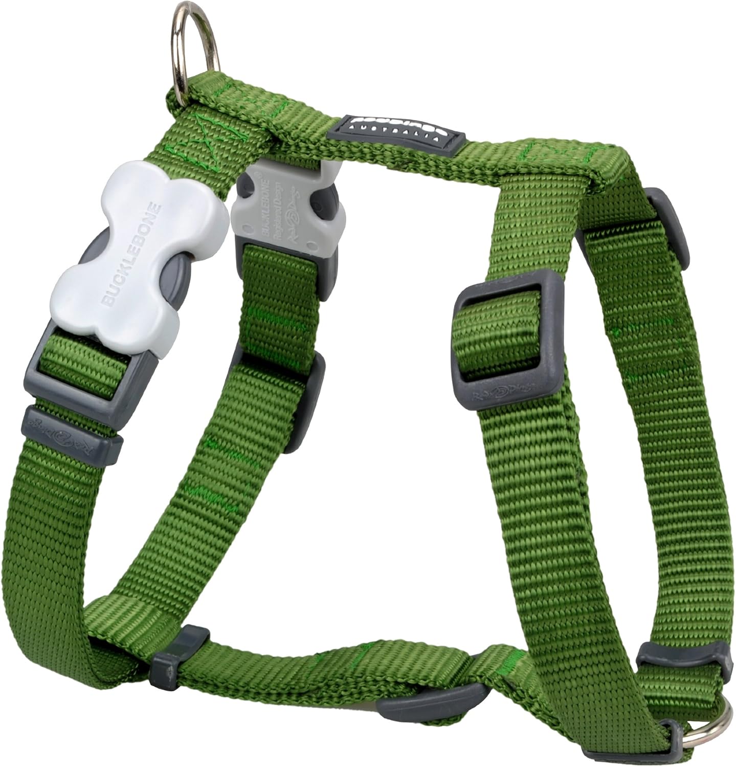 Red Dingo Classic Dog Harness Plain, Green, X-Small 12mm
