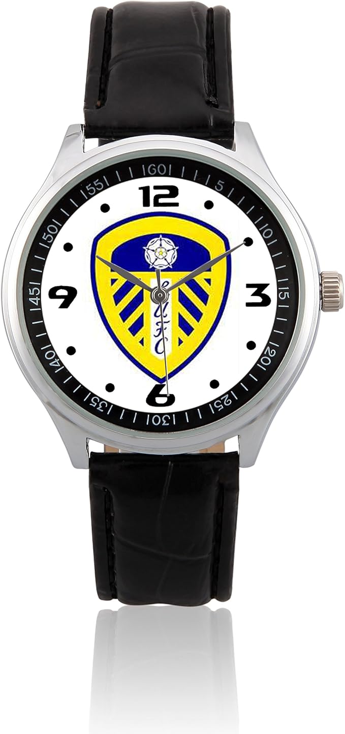 Men's Wrist Watch Leather Band UNSL219 Leeds United FC Soccer White W