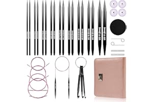 Froggod 4.53-inch (11.5cm) Interchangeable Circular Knitting Needles Set Aluminum US Sizes 2.5, 4, 5, 6, 7, 8, 9, 10, 11 with Interchangeable Knitting Needles and Cables, Accessories and Case, 9 Pairs