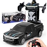 POPPLAYING Raptor Transform Remote Control Cyber Pickup Truck Cars Toy | One-Key Auto Transformation, 2.4GHz RC Cars Robot Toys for Kids Boys Age 4-8-12, 360&deg; Rotation Drift, LED Lights, 1:18 Scale
