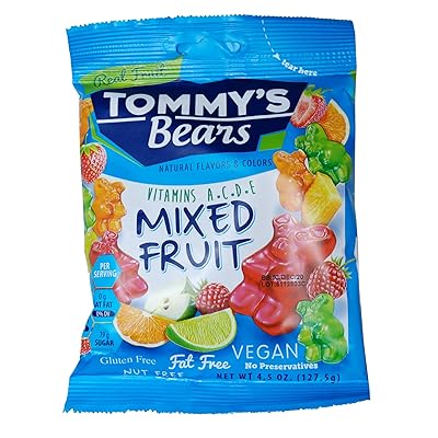 Vegan, Gluten Free, Mixed Real Fruit, Natural Flavors & Colors, No Preservatives, Nut Free, Fat Free, Vitamins A-C-D-E, 4.5 oz (6)