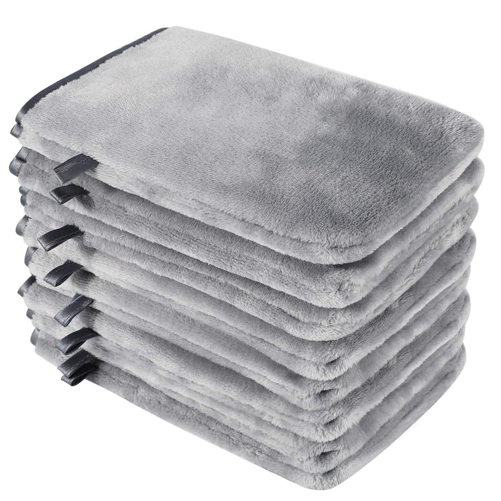 PHOGARY Pack of 8 Microfibre Body Wash Mitts Set, Flannels Soft Face Mitts, Bath SPA Cloth, Reusable Makeup Remover Mitt Gloves, 15x21 cm, Grey — image 1