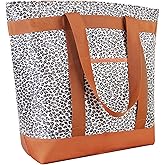 CIVJET Insulated Reusable Tote Bag for Grocery Shopping for Women/Men, Pizza/Food Delivery Bag to Keep Food Cold/Hot for Commercial Delivery Services, Cooler bags for Travel/Beach/Picnic, Cow Print