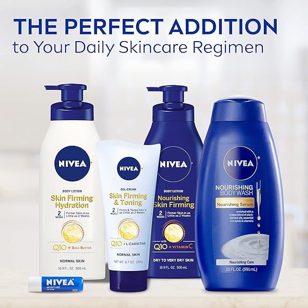 NIVEA SKIN FIRMING & TONING BODY GEL CREAM WITH Q10, HYALURONIC ACID AND VITAMIN C, CLINICALLY TESTED SKIN FIRMING & TONING CREAM, 72-HOUR MOISTURE, 6.7 OZ TUBE