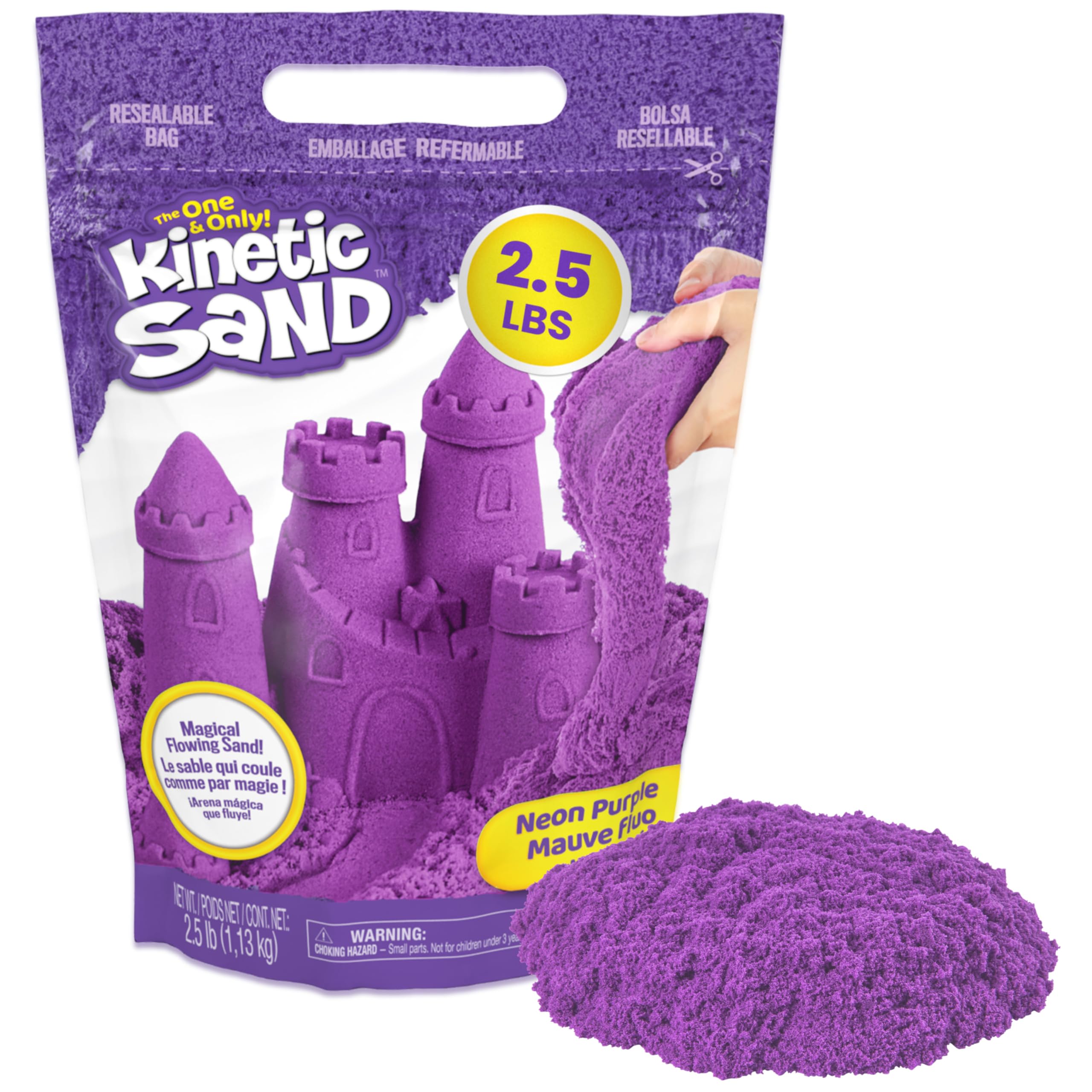 Kinetic Sand, 2.5lbs Purple Play Sand, Amazon Exclusive, Resealable Bag (Packaging May Vary), Sensory Toys, Holiday Gifts & Stocking Stuffers for Kids Ages 3 and up