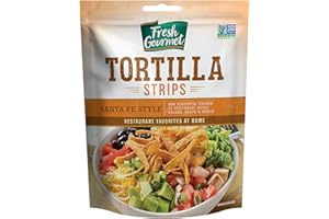 Fresh Gourmet Santa Fe Style Tortilla Strips | 3.5 Ounce, Pack of 9 | Low Carb | Crunchy Snack and Salad Topper