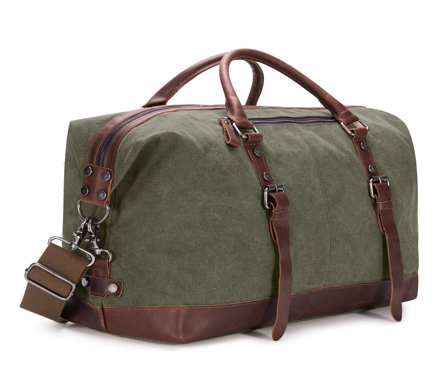 BAOSHA HB-14 Canvas Travel Holdall Weekender Bag Carry On Travel Duffel Overnight Bag (Green) XL