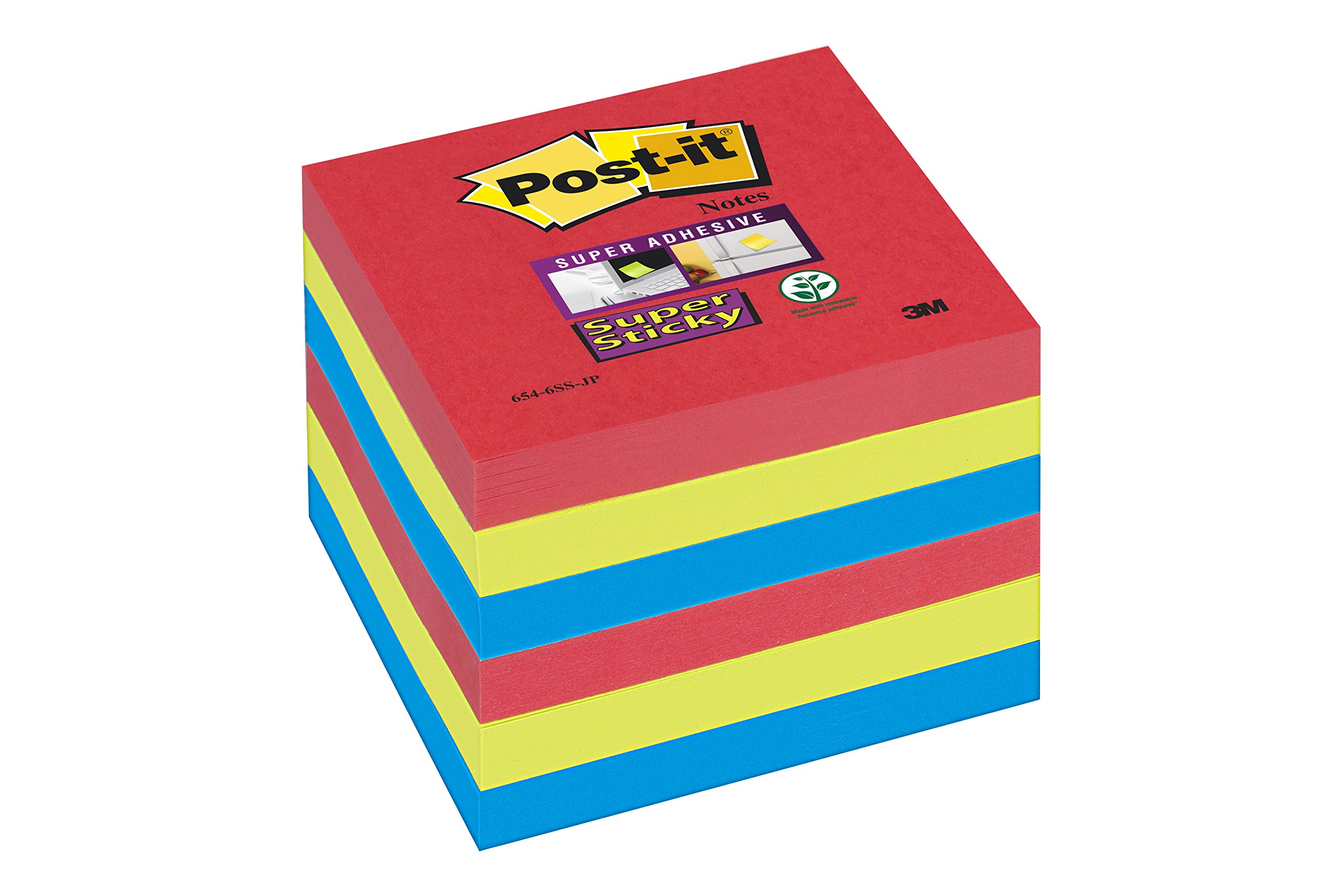 3M Postit 76x76mm Jewel Pop Postit Notes - Assorted Colours (Pack of 6),6546SJ