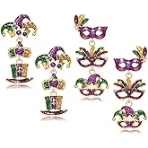 BVGA 2 Pairs Mardi Gras Earrings for Women Mardi Gras Layered Dangle Earrings Fleur De Lis Jester Mask Crown Hats Dangle Earrings Mardi Gras Jewelry Outfits Accessories Gifts