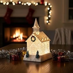 Christmas Lighted Church Water Lantern Snow Globe