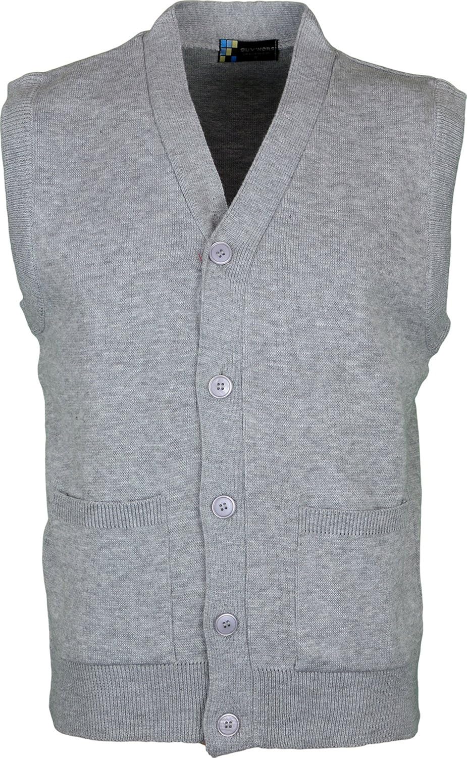 Mens Sleeveless Cardigan Knitted Button Waistcoat Classic Style