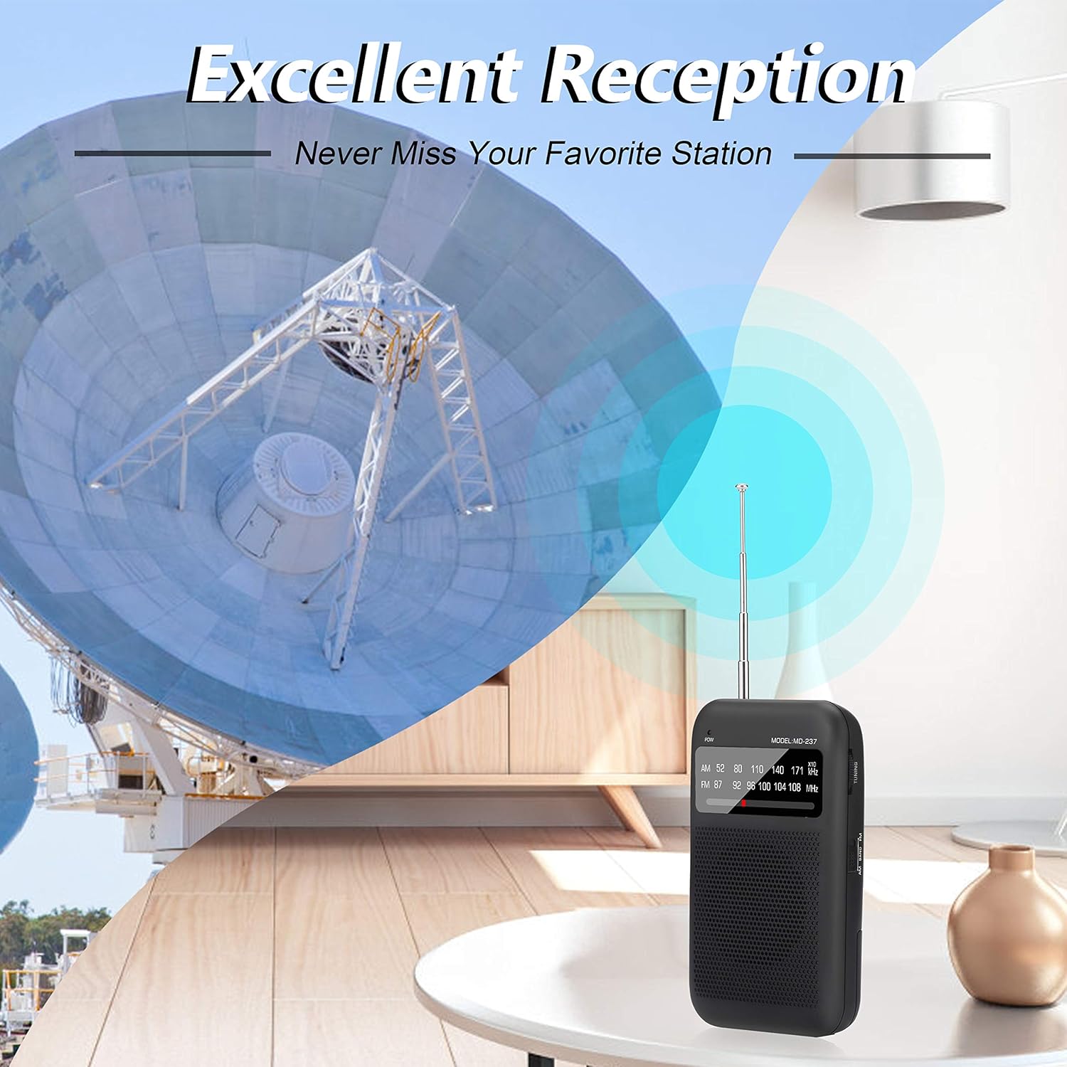 AM FM Radio Portable Radio Battery Operated by 2 AA Batteries, Transistor Pocket Radio with Best Reception, Sounds and Large Speaker Handheld Size for Indoor or Outdoor: Home Audio & Theater