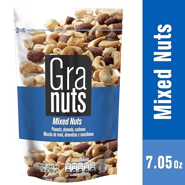 GRANUTS MIXED NUTS FAMILY PACK | ALMONDS, PEANUTS & CASHEWS | CRUNCHY + SOFT TEXTURES | 7.05 OZ (PACK OF 1)