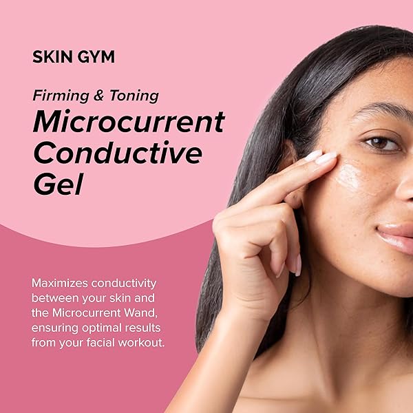 SKIN GYM MICROCURRENT CONDUCTIVE GEL FOR FACE & BODY, HYDRATING GEL FOR MICROCURRENT DEVICES, ENHANCES SKIN COMFORT & SKINCARE PERFORMANCE, 2.7 OZ