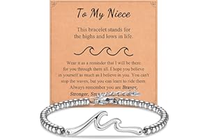 IKIATY Gifts for Best Friend Sister Daughter Granddauhgter Niece, The Wave of Life Bracelet, Christmas Birthday Valentines Graduation Day Gifts for Women Her