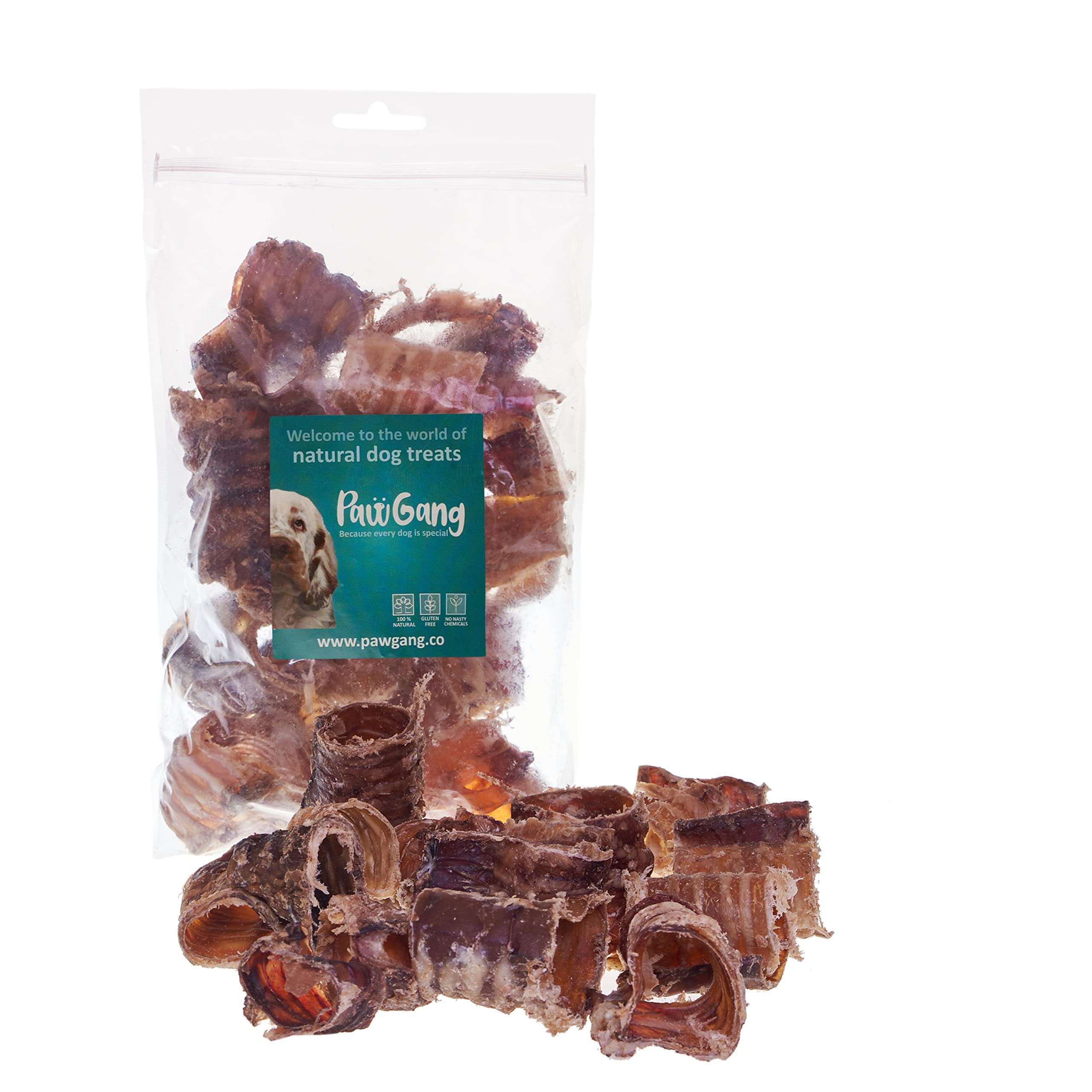 PawGang - Beef Trachea Cut 250g - 100% Natural Treats for Dogs Puppies Young Adult Old Small and Large Dog - Air Dried Chews Snacks Chews - Healthy Hypoallergenic - Low Fat Grain Free - BARF Raw — image 1