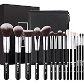 DUcare Makeup Brushes with Bag,15Pcs Christmas Makeup Brush Set Travel Kabuki Foundation Blending Blush Eyeliner Shadow Brow Concealer Brushes Kit