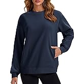 MAGCOMSEN Women's Sweatshirts Fleece Lined Pullover Crewneck Cotton Casual Winter Warm Tops with Zip Pockets