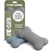 E-Cloth Pet Bowl Scrubber Cleaner Sponge, Bone Shaped - 2 Pack | Dog &amp; Cat Bowl Cleaner Sponge for Dishes, Cleans with Just Water, Reusable &amp; Washable