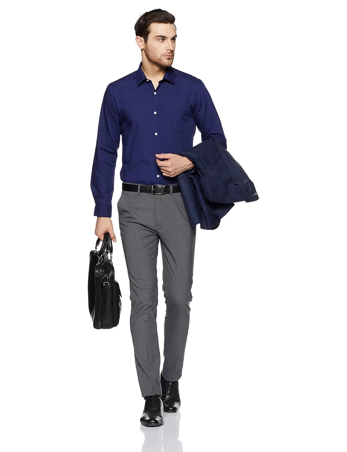 peter england men's printed slim fit formal shirt