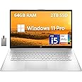 HP 17.3'' FHD Business Laptop, Intel Core i5-1235U, 64GB RAM, 2TB PCIe SSD, Intel Iris Xe Graphics, Backlit Keyboard, HD Camera, Wi-Fi, Bluetooth, Win 11 Pro, Silver, 32GB Hotface USB Card