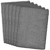 DII Cleaning Collection Soft Highly Absorbent Microfiber, Dishtowel Set, 16x24, Gray, 6 Piece