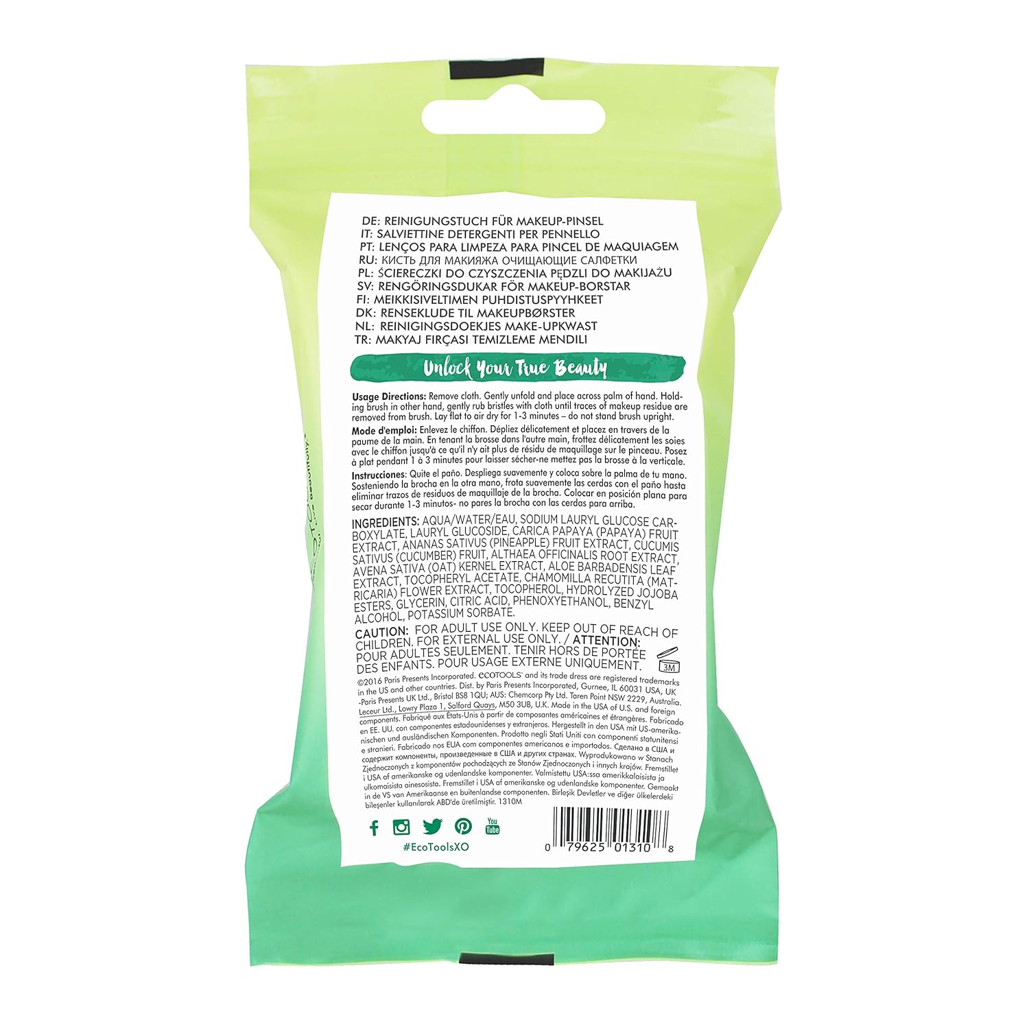 EcoTools Makeup Brush Cleansing Cloths, 25 Count - Quick & Convenient Brush Cleaner: Beauty
