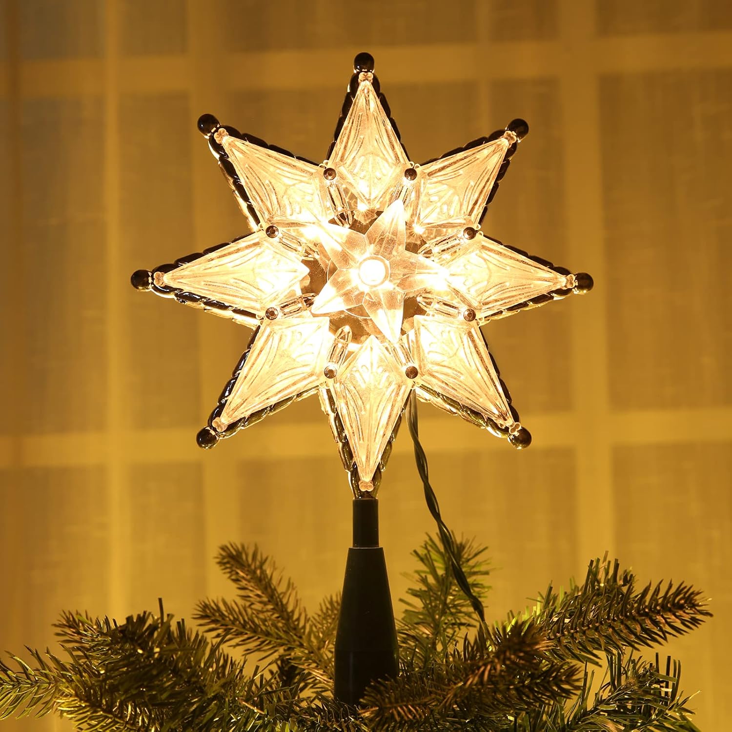 Tree Toppers - Brizled Star Christmas Tree Topper, 8