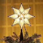 Brizled Star Christmas Tree Topper, 8" Lighted Double-Sided Star Treetop, 8-Point Xmas Tree Topper with 10 Warm Lights, 120V UL Certified for Christmas Ornament Party Home Decor