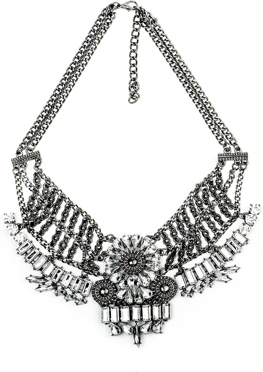 Womens Fashion Necklace - Armour Inspired Crystal Pendant Womens Colorful Rhinestone Crystal Costume Jewelry Bib Statement Choker Necklace