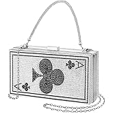 Trnayi Women Poker Card Evening Clutch Rhinestone Purse Casino Vegas Novelty Purse Queen Hearts Bags Playing Cards Gift