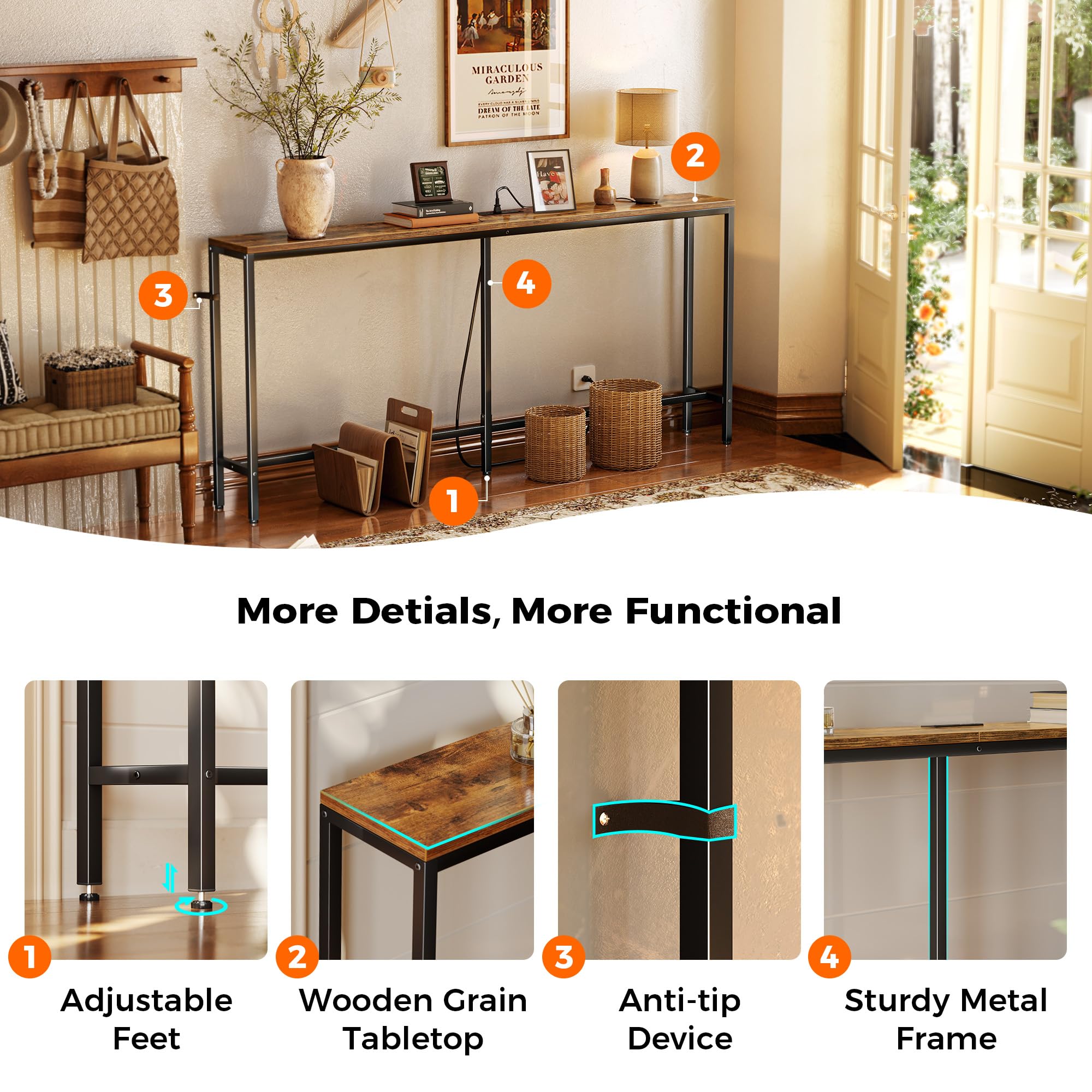 Mua SUPERJARE 70 Inch Console Table with Outlet, Sofa Table with ...