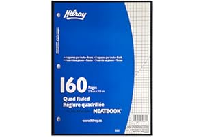 Hilroy Neatbook Wireless Notebook, 8.5" x 11", Quad Ruled, 4/1 inch and 5/1 inch pages, 3-Hole Punched, 160 Perforated Pages/