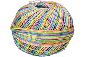 Handy Hands Lizbeth Egyptian Cotton Crochet, Tatting, Knitting Thread Size 3 (50 Grams 120 Yards) – HH03153, Rainbow Taffy