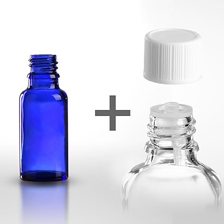 100 x Blauglasflaschen / Tropferflaschen 20 ml inkl. Standard-Schraubverschluss DIN 18