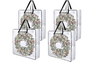 NBN MD 4 Pack Wreath Storage Bag, 26 Inches 90 L Wreath Storage Container, Reinforced Handles & Smooth Zippers, Foldable Large Storage Bags for Christmas/Seasonal Wreaths, Clothing, Bedding, Blankets, Toys