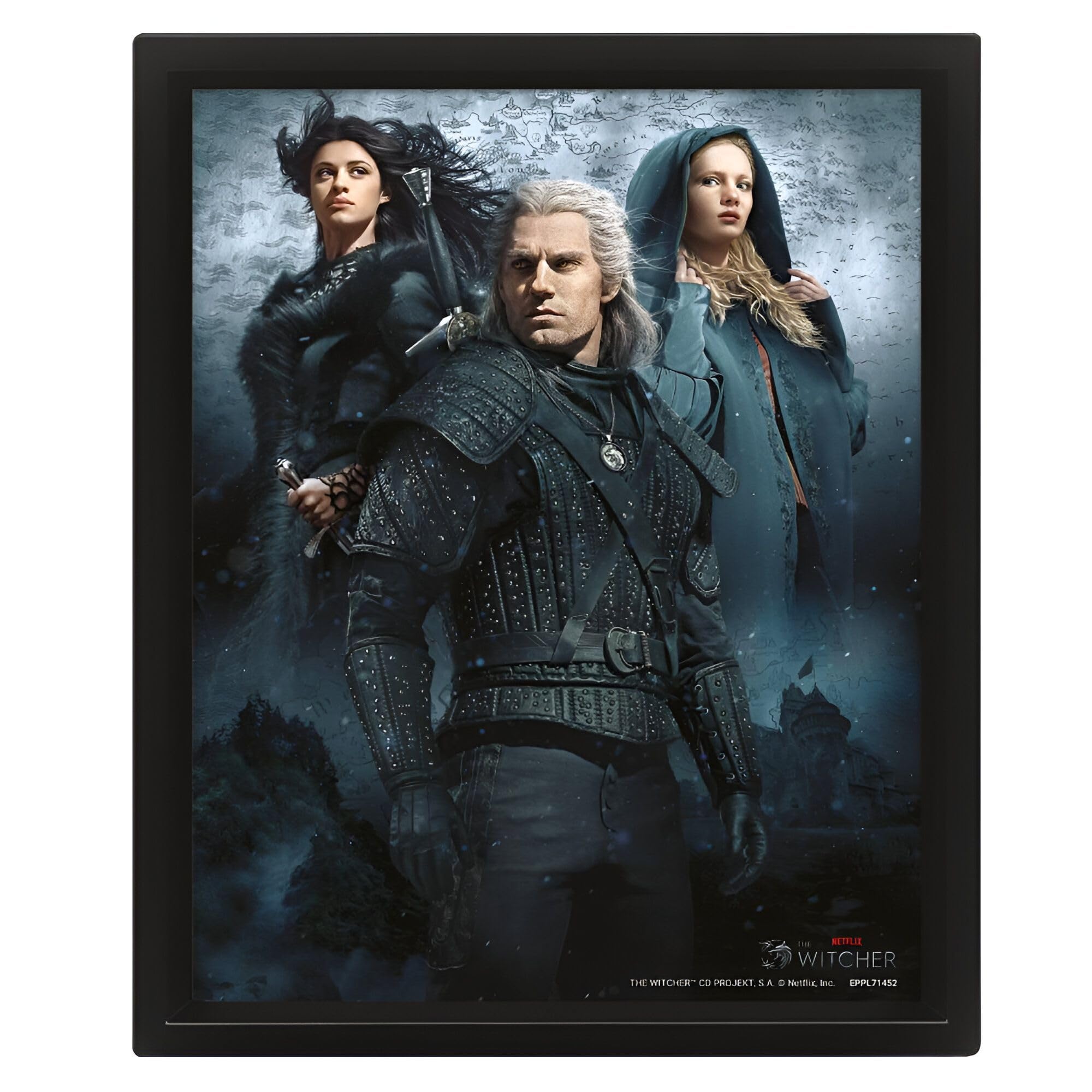 Pyramid International The Witcher 3D Effect Frame - Vengerberg Yennefer, Geralt de RIV and Ciri - Measures 23.5 x 28.5 cm - Ready to Hang - Officially Licensed