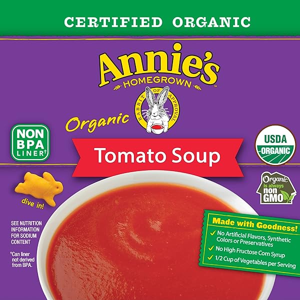 ANNIE’S ORGANIC TOMATO CANNED SOUP, NON-GMO, 14.3 OZ