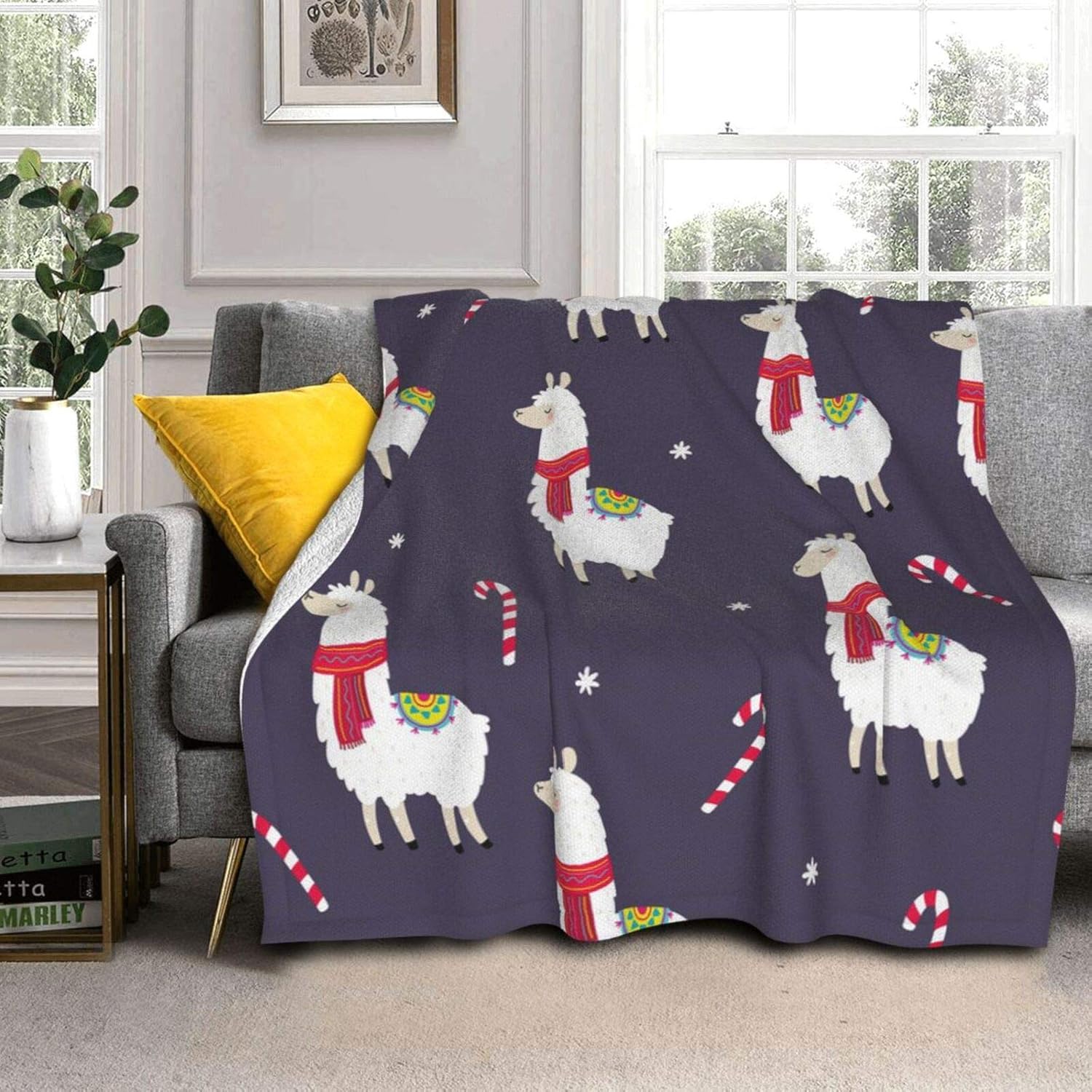 Sherpa Manta de forro polar de Navidad linda alpaca cálida manta de