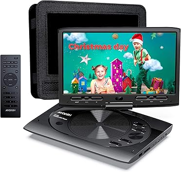 Amazon Com Mydash Portable Dvd Player 12 5 For Car Kids Dvd Player With 10 1 Hd Swivel Display Screen Sd Card Slot And Usb Port Car Headrest Mount Provided Exclusive Button Design Black Electronics